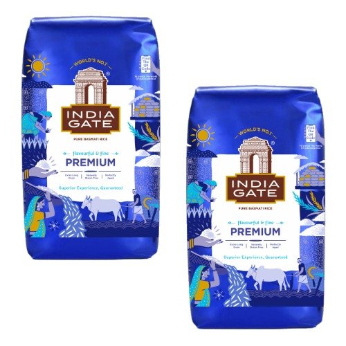 India Gate Premium Basmati Rice (Bundle of 2 x 1kg) - 2kg